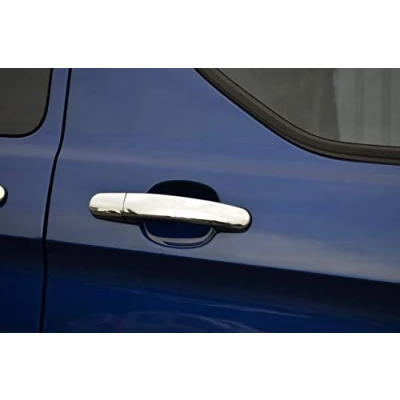 Image of Chrome Door Handle Trim Set Covers To Fit Transit Custom 4dr (2012+)