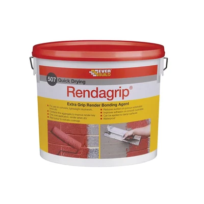 Image of Everbuild 507 Quick Drying Rendagrip Extra Grip Render Bonding Agent, Red, 10 Litre