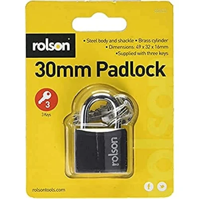 Image of Rolson 66403 30 mm Black Iron Padlock