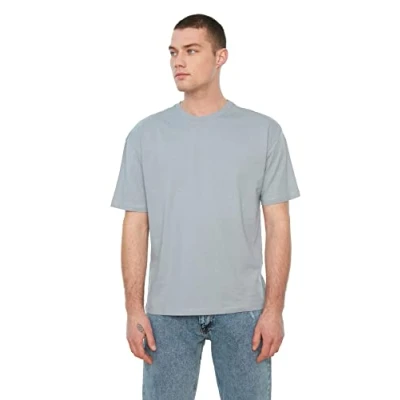 Image of Trendyol Man Relaxed fit Basic Crew Neck Knit T Shirt Gray