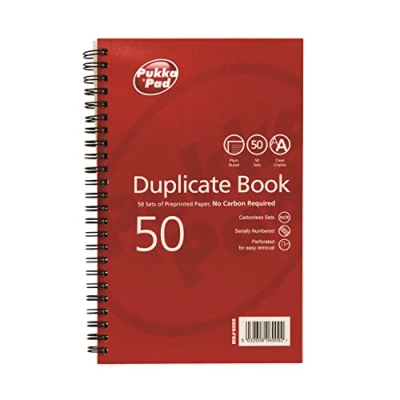 Image of Pukka Pad A5 Duplicate Book Twin Wire Perforated 50 NCR Carbonless Sets Numbered