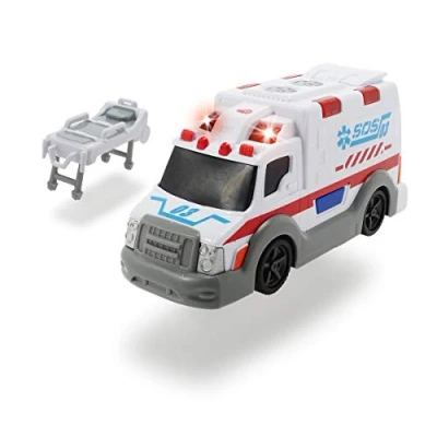 Image of Dickie Toys 203302004 Action Series Krankenwagen Ambulance Emergency Vehicle 15 cm with Light and Sound, White