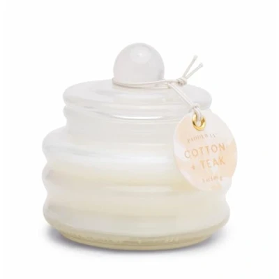 Image of Paddywax Scented Candles Beam Collection Small Artisan Luxury Glass Jar Candle with Lid, 85g, Ivory Cotton &amp; Teak