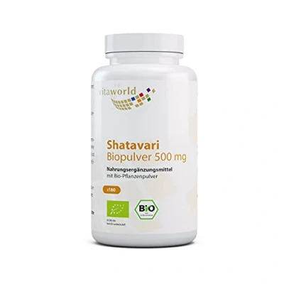 Image of Vita World Shatavari 500 mg Organic Indian Asparagus 180 Capsules Vegan/Vegetarian Made in Germany