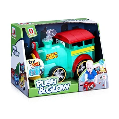 Image of Bburago B16 89005 BB Junior Push &amp; Glow Light Up Preschool Toy Train Vehicle, Multiple Colours