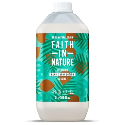 Image of Faith In Nature Natural Coconut Hand &amp; Body Lotion, Hydrating, Vegan Cruelty Free, No SLS or Parabens, 5L Refill Pack