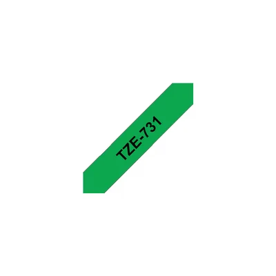 Image of Brother P Touch TZe Laminated Tape 12mm x 8m Black on Green TZE731
