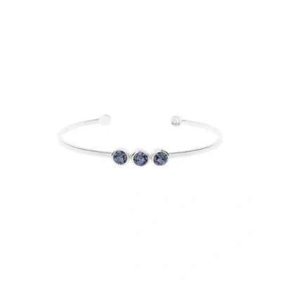 Image of Karen Millen Crystal Dot Cuff Bracelet For Women (Silver/Dark Grey Crystal)