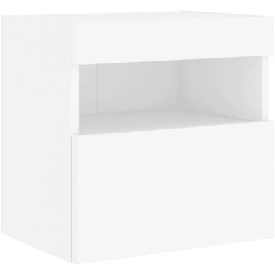 Image of vidaXL TV Wall Cabinet with LED Lights Modern Styled Engineered Wood Living Room Furniture Ample Storage Space 40x30x40 cm White