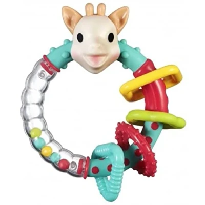 Image of Sophie la Girafe 2 in 1 Multi Textured Baby Rattle and Teething Toy, Easy to Grip Sensory Ring Suitable for 3 months+
