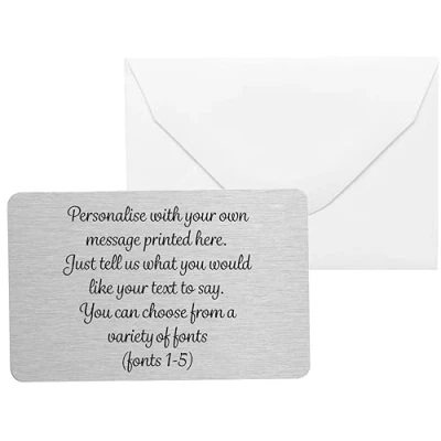 Image of Personalised Sentimental Keepsake Own Message Metal Wallet Card Birthday Wedding Valentines Gift (Organza Bag)