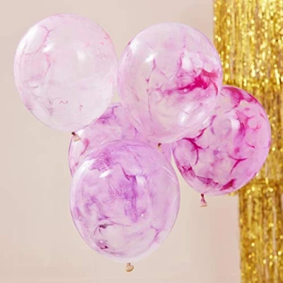 Image of Ginger Ray Pink Paint DIY Decorative Balloons Wedding 5 Pack Mix it Up, Party