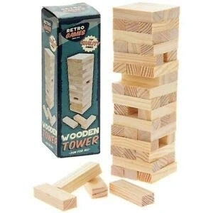Image of retrogames LP62006 Retro Games Wooden Tower 1 Piece 5x5x16 cm Accessory, Brown, One Size