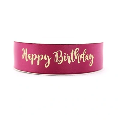 Image of OMISS Purple Ribbon with Gold Writing Happy Birthday Decoration for (Purple)