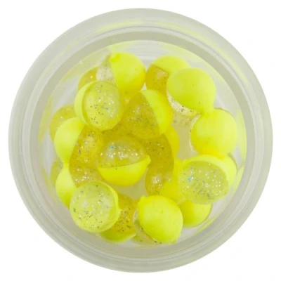 Image of Berkley PowerBait Power Clear Eggs Floating Fishing Bait, Silver Fl. Yellow, Irresistible Scent &amp; Flavor, Natural Presentation, Ideal for Trout, Steelhead, Salmon and More