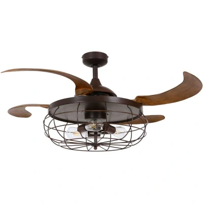 Image of Beacon Lighting ceiling fan light Fanaway Industri brown quiet