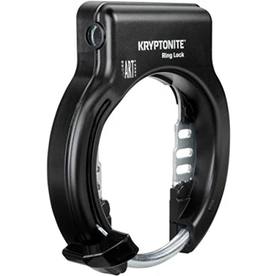 Image of Kryptonite Ring Lock with plug in capability Non Retractable Sold Secure Silver, One Size, GK002239, Black