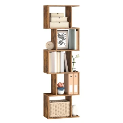 Image of VASAGLE Bookshelf, 6 Tier Bookcase, 24 x 40 159 cm, Room Divider, Cube Display Shelf, Freestanding Storage for Living room, Bedroom, Office, Rustic Brown LBC462K01