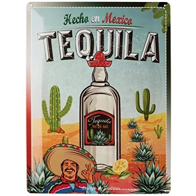 Image of Dodino 30 x 40 cm Tin Signs Tequilla, Decorative Home Accessory, Retro Beer Sign, Metal Sign for All Bar Counter or Pub Owners
