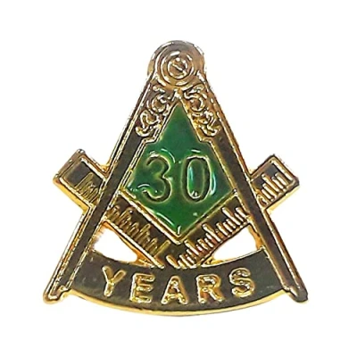 Image of Masonic 30 Years Anniversary Freemasons Square and Compasses Lapel Pin LP98