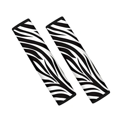 Image of POLERO Zebra Print Seat Belt Pads 2 Packs Car Cover Comfort Safety Strap Luggage Shoulder Pad for Adults and Children Belt,Backpack,Black White Stripe