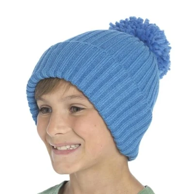 Image of A2Z 4 Kids Girls Boys Hats Ribbed Knitted Bobble Pom Beanie Hat KH1025 Blue 3 6