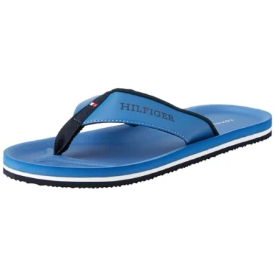 Image of Tommy Hilfiger Men Flip Flops Comfort Beach Sandal, Blue (Antique Blue), 40