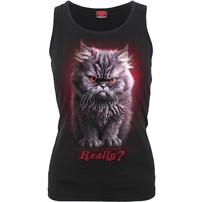 Image of Spiral Anger Management Razor Back Top Black S