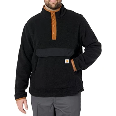 Image of Carhartt Men&#039;s Relaxed Fit Fleece Pullover Jacket, Black, XL