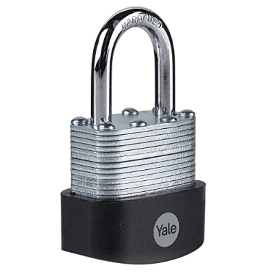 Image of Yale Y125B/40/122/1 High Secuirty Heavy Duty 40mm Laminated Steel Padlock Open Hardened Shackle 3 Keys