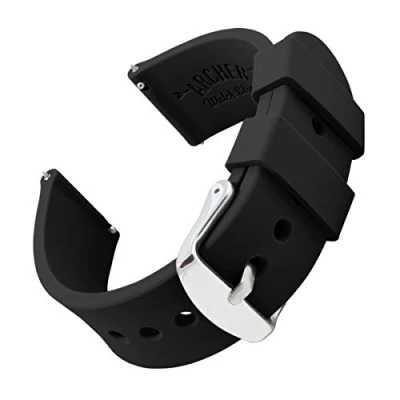 Image of Archer Watch Straps Silicone Quick Release Soft Rubber Replacement Bands (Black, 24mm)