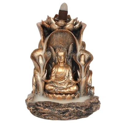 Image of Enchanting Bronze Resin Buddha Backflow Incense Burner 13.5cm x 11cm (1 Pc.) Unique &amp; Eye Catching Design Enhance Relaxation Meditation Ideal for Artistic Home Decor