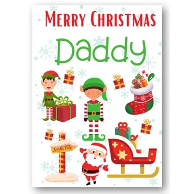 Image of Second Ave Daddy Santa Elf Workshop Children&#039;s Kids Christmas Xmas Holiday Festive Greetings Card