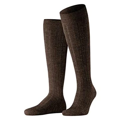 Image of FALKE Men&#039;s Teppich Im Schuh M KH Wool Long Plain 1 Pair Knee High Socks, Brown (Dark 5450), 10 11