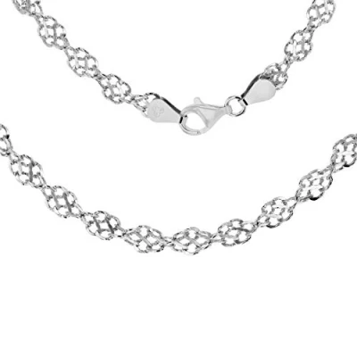 Image of Tuscany Silver Women&#039;s Sterling Rhodium Plated 5mm Twisted Double Curb Chain 46cm/18&quot;