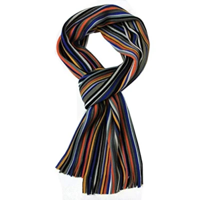 Image of Rotfuchs Knitted scarf women&#039;s winter men&#039;s stripes gray orange 190 x 25 cm Made in Germany