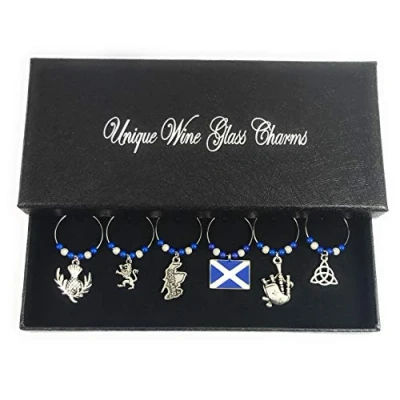 Image of Libby&#039;s Market Place Scottish/Scotland Wine Glass Charms with Gift Box