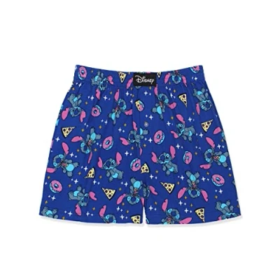 Image of Lilo &amp; Stitch Mens Cotton Jersey Button Fly Boxer Lounge Shorts