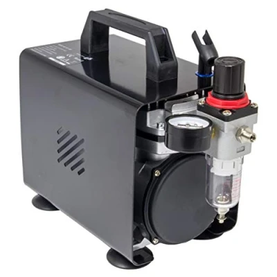 Image of Fengda Professional Piston Airbrush Compressor AS 18A with Metal Case Mini Oil Less Quiet Spraying Air