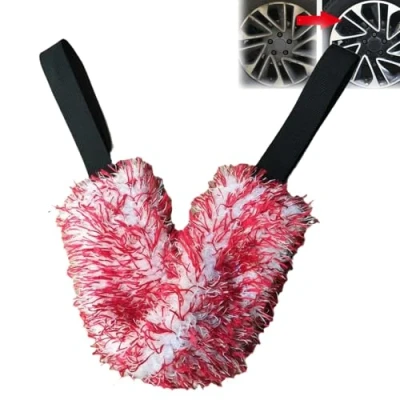 Image of Microfiber Multi Use Cleaning Tool, Car Wheel Belt, Brush, Soft Cleaner Crevice Brush for Wheels, Rims, Fenders (Red)
