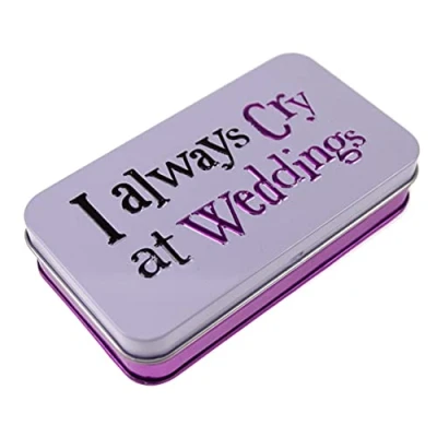 Image of &#039;I Always Cry at Weddings&#039; Handy Tissues in a Metal Tin
