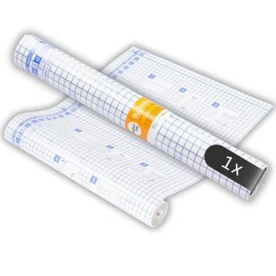 Image of perfect line 15m x 40cm Book Cover Film, Self Adhesive Covering, Clear Sticky Back, Plastic, Lined Backing Paper, Protector Foil Safe for Documents