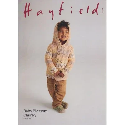 Image of Hayfield Baby Blossom Chunky Knitting Pattern 5566 Duffle Coat 1 4 Years