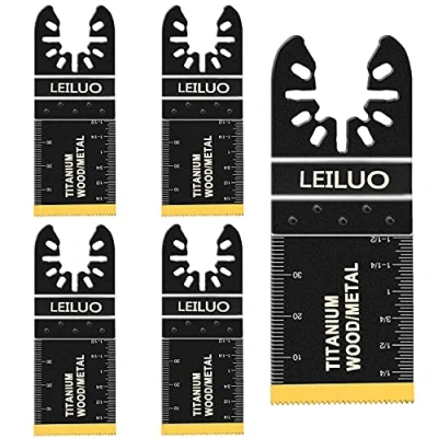 Image of 5 Pcs Oscillating Tool Blades LEILUO Titanium Multitool for Hard Material Metal Nails Wood Saw Blade fit Dewalt Rockwell Milwaukee Makita Ryobi