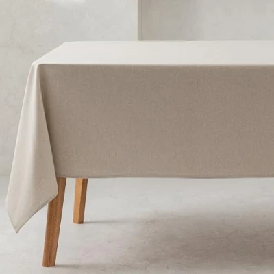 Image of GAMUSI Plain Tablecloth Organic Cotton Fabric Waterproof Stain Resistant Rectangular Light Grey 140 x 100 cm