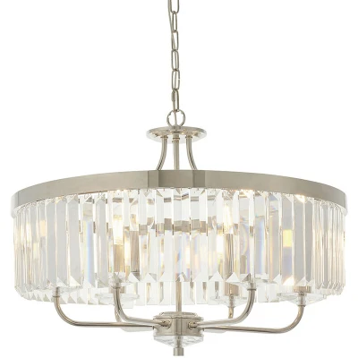 Image of Ascoli 6 Light Ceiling Pendant Bright Nickel Plate &amp; Clear Cut Glass