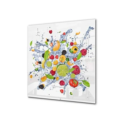 Image of Stylish Tempered Glass backsplash Kitchen splashback upstand BS09 Water Splash Series: Fruits in