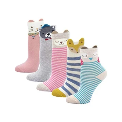 Image of PUTUO Girls Socks Novelty Animal Cotton Socks, Kids Children Cute Funky Ankle 5 7 Years, pairs