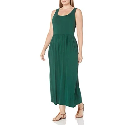 Image of Amazon Essentials Women&#039;s Waisted Maxi Dress (Available in Plus Size), Jade Green, 4XL
