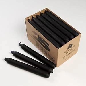 Image of Highridge Black Tapered Dinner Candles 18cm Long Paraffin Wax